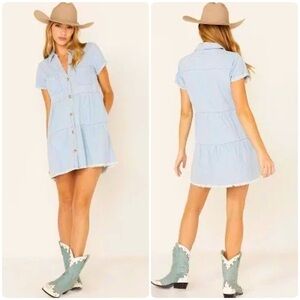 SHOW ME YOUR MUMU | Women’s Birmingham Mini Denim Dress in Clear Skies Size XXL